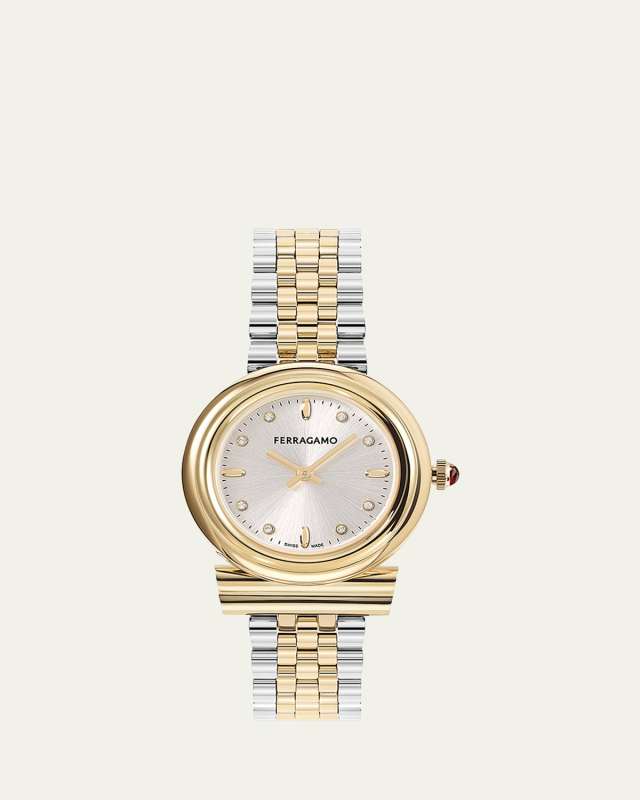 28mm Gancini Watch with Bracelet Strap, Two Tone